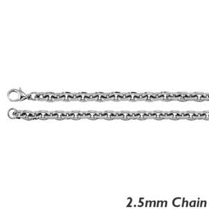 14K White Gold 2.5 mm Rolo Chain