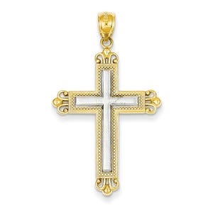 14k Two-tone Cross Pendant