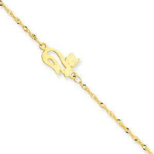 14k Cat Anklet 9"