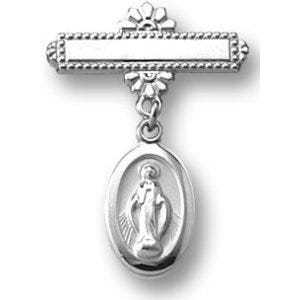 Sterling Silver Children's Miraculous Medal Bar Pin