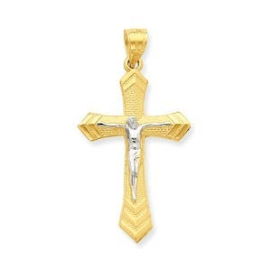10k & Rhodium Passion Crucifix Pendant