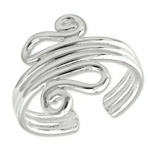 Sterling Silver Polished Scroll Toe Ring