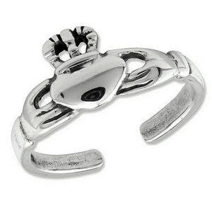 Sterling Silver Antiqued Claddagh Toe Ring