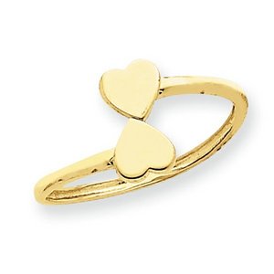 14k Yellow Gold Double Heart Toe Ring