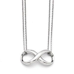 Stainless Steel Polished Two Strand Infinity Symbol Necklace w/18 Inch Length Chain