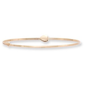 14K Yellow Gold Children's Adjustable Heart Bangle Bracelet