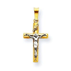 14k Two-tone INRI Crucifix Pendant