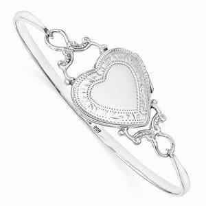 Sterling Silver heart Locket Bangle Bracelet
