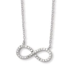 Sterling Silver with CZ Horizontal Infinity Symbol Necklace w/ 16 Inch Chain