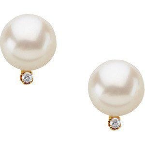 Freshwater Pearl & Diamond Earrings