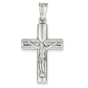 14k White Gold Reversible Crucifix /Cross Pendant