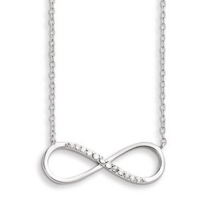 Sterling Silver with CZ Horizontal Infinity Symbol Necklace w/ 16 Inch Chain