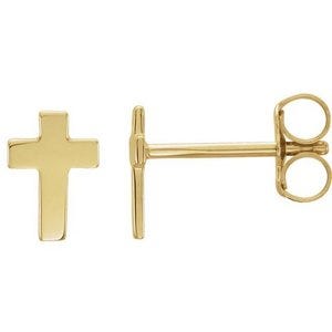 14K Yellow Gold or White Gold Cross Earrings