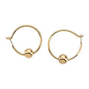 14K Yellow Gold Children's Hoop Earring W/Beads