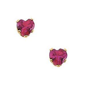 14K Yellow Gold Children's Imitation Ruby Earring