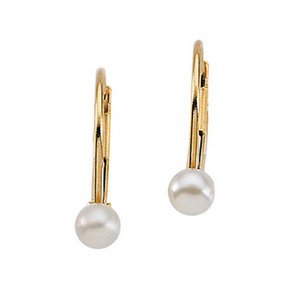 14K Yellow Gold Children's Cultured Pearl Earring