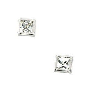 14K Yellow Gold Children's Square Cubic Zirconia Earring