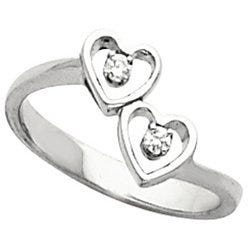 Solid Gold Double Heart Ring W/ Diamonds