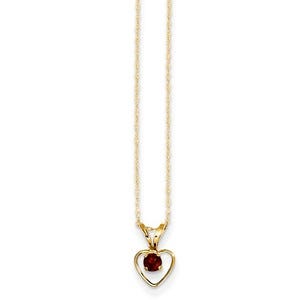 14k Yellow Gold Heart Birthstone Necklace w/ 15" Chain