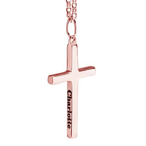 Unisex Personalized Cross Necklace Engraved Pendant w/ 18 Inch Chain