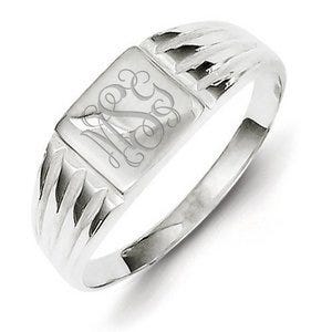 Sterling Silver Girl's Square Signet Ring