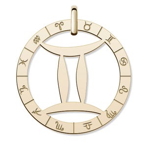 Cutout Round Gemini Symbol Charm or Pendant