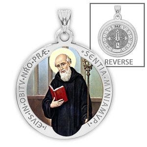 Saint Benedict Round Religious Medal "Color EXCLUSIVE"