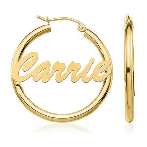 Pair Of Script Hoop Name Earrings