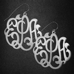 Monogram Fancy Script Earrings w/ Kidney Wire