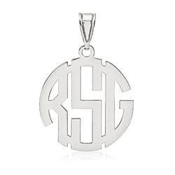Round Block 3 Letter Monogram Cut-Out Pendant