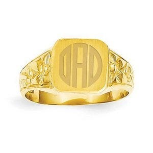 14K Gold Girl's Fancy Square Signet Ring