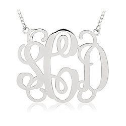 Outlined Vine Script 3 Letter Monogram Cut-Out Pendant