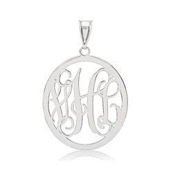 Oval Vine Script 3 Letter Monogram Cut-Out Pendant