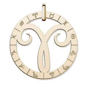 Cutout Round Aries Symbol Charm or Pendant