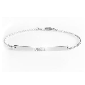 Sterling Silver Polished Thin Bracelet w/ Personalized Text