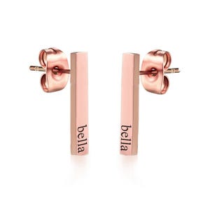 Petite Vertical Bar Name or Initial Earrings