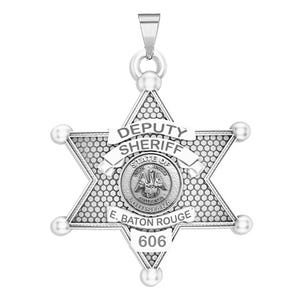 Personalized 6-Point Star Louisiana Sheriff Badge with Rank, Number & Dept.