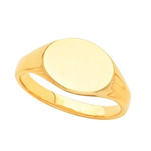 14K Gold Women's Oval Signet Ring