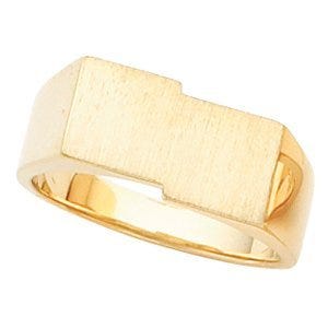 14K Gold Men's Rectangle Signet Ring