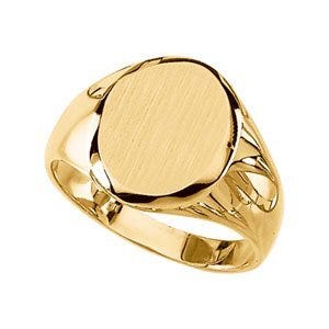 14K Gold Men's Round Signet Ring