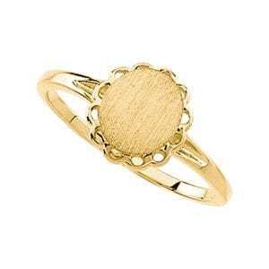 14K Gold Women's Round Signet Ring