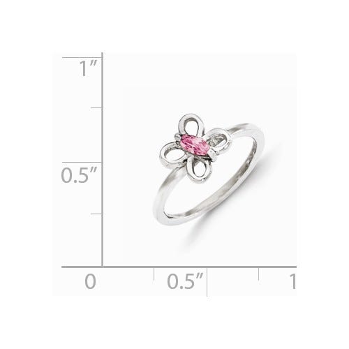 Sterling Silver Pink CZ Butterfly Children's Ring