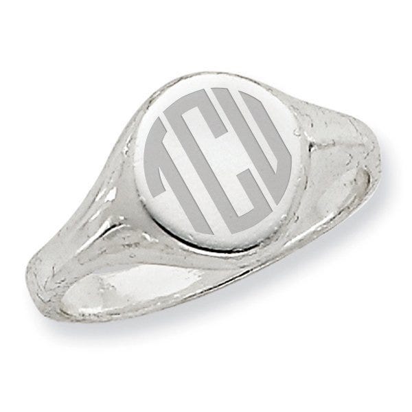 Sterling Silver Women's Round Signet Ring