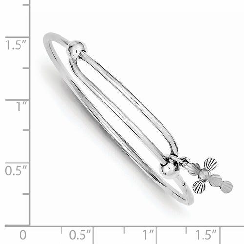 Sterling Silver Children's Cross Charm Expandable Bangle Bracelet