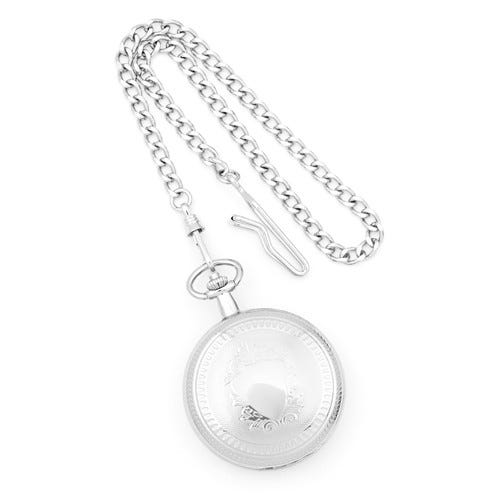 Charles Hubert Chrome Tone Two Photo Pocket Watch