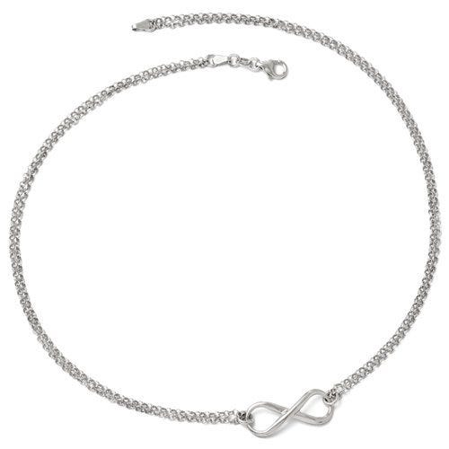 Sterling Silver Polished Infinity Symbol Necklace w/ 18 Inch Chain