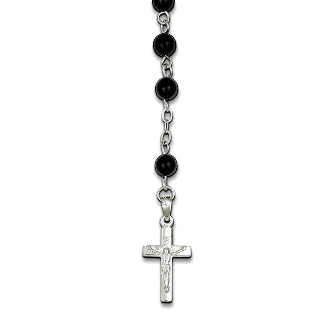 Sterling Silver Rose Quartz Rosary Necklace /with Young Virgin Mary Medal