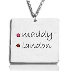 Personalized™ with Two Birthstones Square Pendant