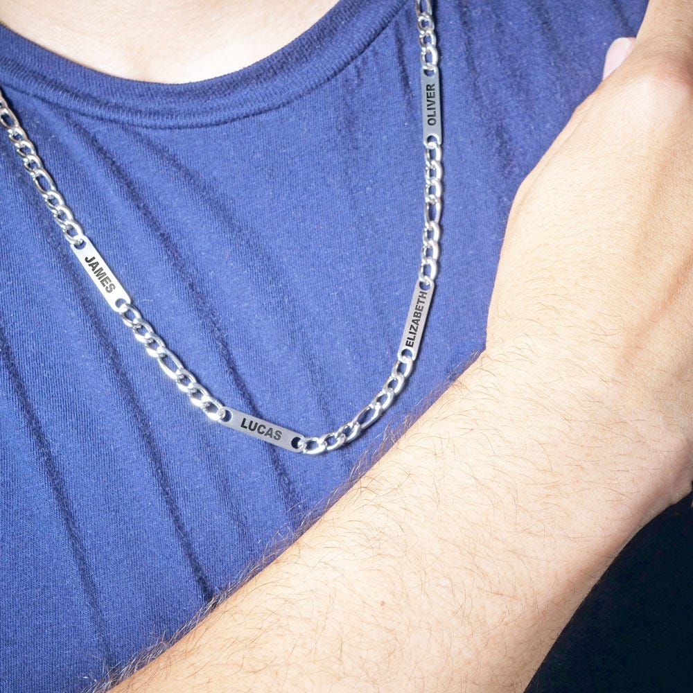 Men's Figaro Personalized Name ID Necklace