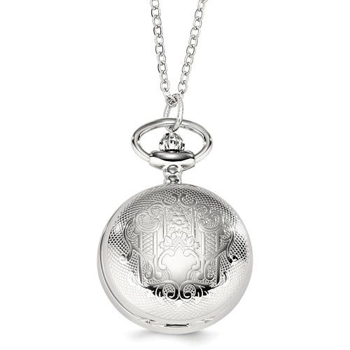 Charles Hubert Women's Chrome Tone Quilted Design Necklace Watch